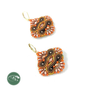 Aztec Autumn kolczyki sutasz soutache brąz