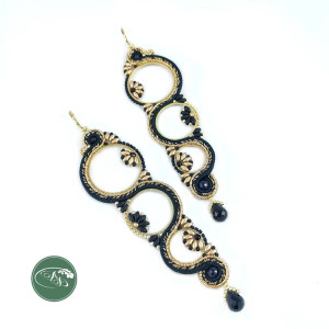 Kolczyki czarne wieczorowe Sutasz soutache Cocoloco