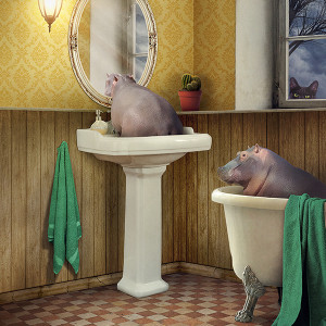 Plakat fantasy hipopotamy w łazience 20_2020