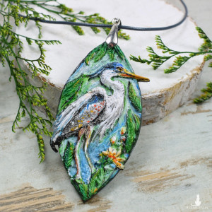 Naszyjnik z czaplą siwą - unikat