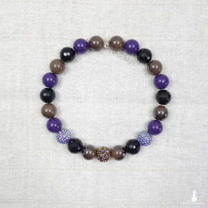 6414 fioletowy, brązowy, czarny naszyjnik; korale, kolia