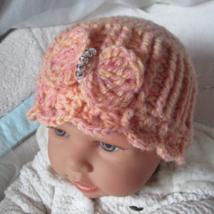 Wiosenna ozdobna czapka szydełkowa handmade * Niemowlęca * Nowa * Boho * Retro * Vintage *