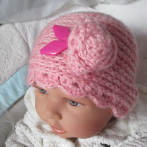 Wiosenna ozdobna czapka szydełkowa handmade * Niemowlęca * Nowa * Boho * Retro * Vintage *