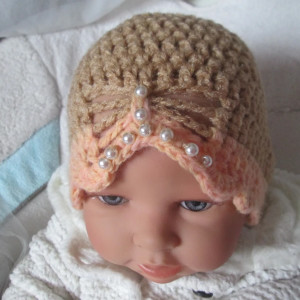 Wiosenna ozdobna czapka szydełkowa handmade * Niemowlęca * Nowa * Boho * Retro * Vintage *