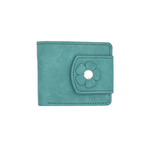 Turkusowy portfel skórzany ręcznie uszyty na bilon.