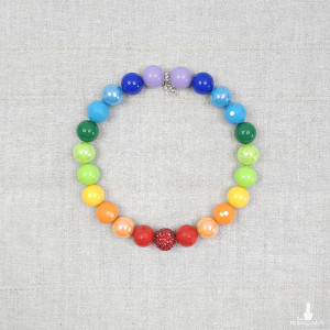 6403 kolorowy, energetyczny, tęczowy, błyszczący naszyjnik; duże korale