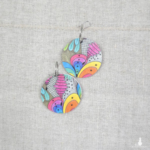 6484 kolorowe, niepowtarzalne, duże, dwustronne kolczyki; 4 w 1;