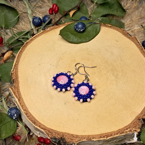 Lucy - małe różowo fioletowe kolczyki z koralików