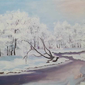 OBRAZ RĘCZNIE MALOWANY AKRYLOWY "WRZOSOWY SZRON" - 30x40cm