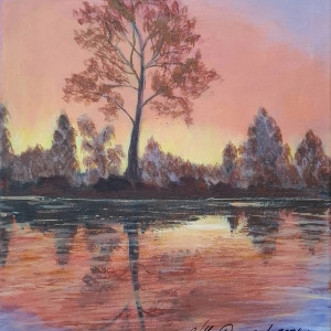 OBRAZ RĘCZNIE MALOWANY AKRYLOWY "W PASTELOWEJ ODSŁONIE" - 30x24cm