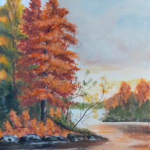 OBRAZ RĘCZNIE MALOWANY AKRYLOWY "W OGNIU BARW" - 30x24cm