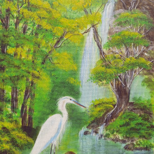 OBRAZ RĘCZNIE MALOWANY AKRYLOWY "PRZYCZAIĆ SIĘ BEZSZELESTNIE" - 30x24cm