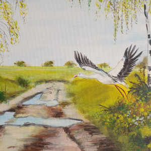 OBRAZ RĘCZNIE MALOWANY AKRYLOWY "WIELKI POWRÓT" - 30x24cm