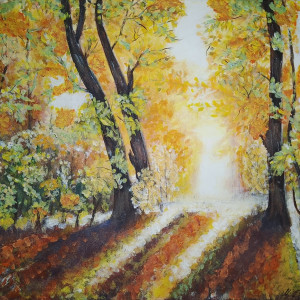 OBRAZ RĘCZNIE MALOWANY AKRYLOWY "SŁOŃCA BLASK" - 30x40cm