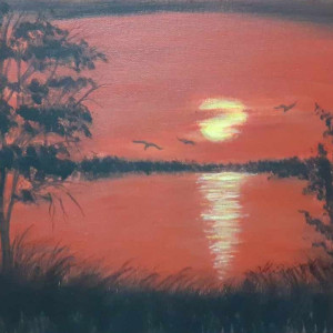 OBRAZ RĘCZNIE MALOWANY AKRYLOWY "KRWISTY ZEN" - 30x24cm