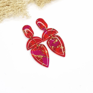 Kolczyki Płomienna Tajemnica 7cm czerwieni i fuksji