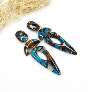 Kolczyki Nocna Głębia turkus i brąz