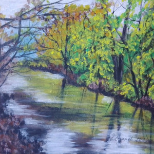 OBRAZ RĘCZNIE MALOWANY AKRYLOWY "BURZA BARW" - 30x24cm