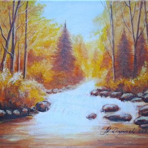 OBRAZ RĘCZNIE MALOWANY AKRYLOWY "W BARWACH BRĄZU" - 30x24cm