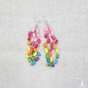 6310 kolorowe, lekkie kolczyki; długie lniane kolczyki