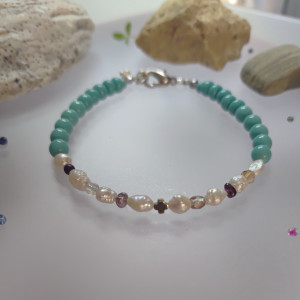 Bransoletka z Pereł Granatu i Kryształków bra3