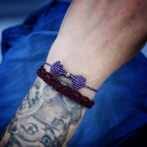 Zestaw bransoletek. Kokarda. Makrama.mikor makrama.