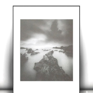 czarno biały plakat na ścianę, skandynawski plakat A4, biało czarny plakat z pejzażem, szary plakat do domu, pejzaż plakat 21x30