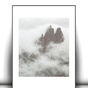 czarno biały plakat na ścianę, skandynawski plakat A4, biało czarny plakat z pejzażem, szary plakat do domu, pejzaż plakat 21x30