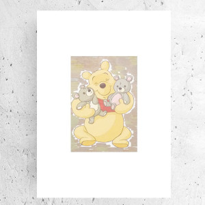 bajkowy plakat A4, kolorowy plakat dla dzieci, Kubuś Puchatek plakat 21x30, plakat z Kubusiem Puchatkiem, fajny plakat do dziecięcego pokoju, miś plakat na ścianę, obrazek z Puchatkiem