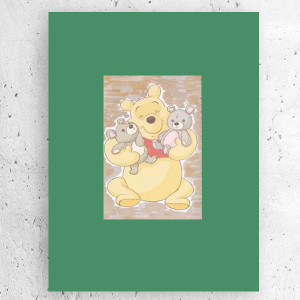 bajkowy plakat A4, kolorowy plakat dla dzieci, Kubuś Puchatek plakat 21x30, plakat z Kubusiem Puchatkiem, fajny plakat do dziecięcego pokoju, miś plakat na ścianę, obrazek z Puchatkiem