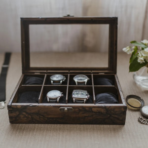 Pudełko na zegarki, bransoletki i łańcuszki, Drewniane na zegarki, bransoletki i łańcuszki