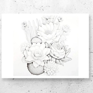 biało czarny plakat z roślinami, kwiatki plakat A4, kwiaty plakat 21x30, czarno biały plakat z kwiatkami, skandynawskie plakaty do domu, boho plakaty na ścianę, szary plakat, minimalizm obraz