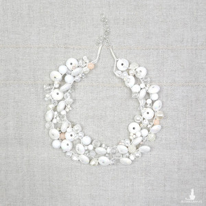 6370 biały, kremowy naszyjnik; elegancki naszyjnik