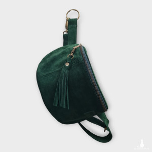 Nerka zamszowa, saszetka zieleń butelkowa