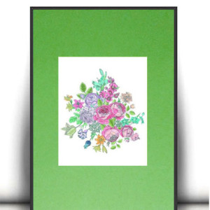 kwiatki plakat A4, kwiaty obrazek A4, retro plakat A4, mały plakat na ścianę, kwiatki obrazek A4, botaniczny plakat do kuchni, botaniczny obrazek do domu, zielony obrazek A4