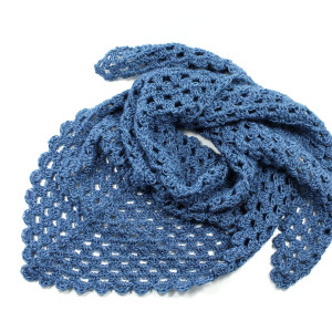 Chusta apaszka na szydełku jeansowa