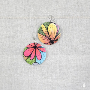 6519 kolorowe, niepowtarzalne, duże, dwustronne kolczyki; 4 w 1;