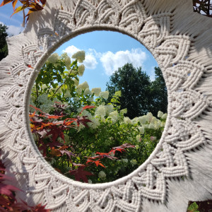 Makramowe lustro w stylu Boho w kolorze naturalnym