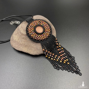 MEDALION Z FRĘDZLAMI - czarny, miedziany #873