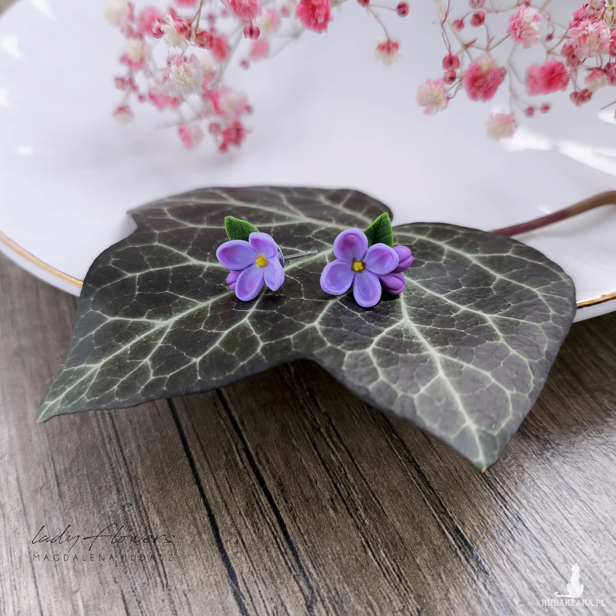 Kolczyki z kwiatami bzu