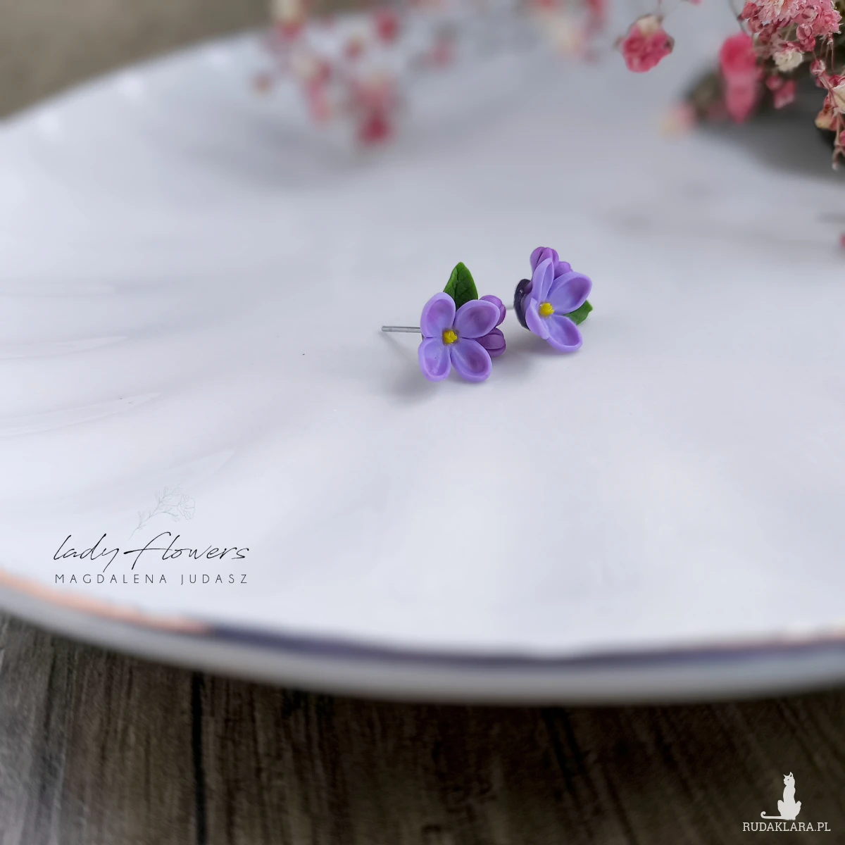 Kolczyki z kwiatami bzu