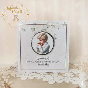Zaproszenia na Pierwszą Komunię, komunijne "White Roses Boy"