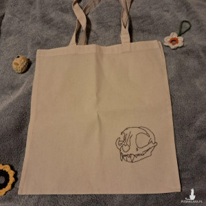 torba z wyszytym kotem kremowa