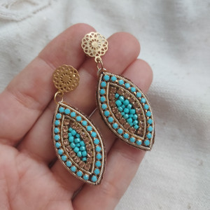 Lekkie turkusowe kolczyki markizy