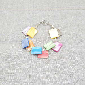 6242 kolorowa, tęczowa bransoletka; masa perłowa, szkło