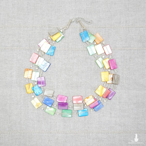 6243 kolorowy, tęczowy naszyjnik; masa perłowa
