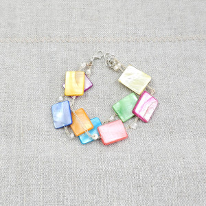 6245 kolorowa, tęczowa bransoletka; masa perłowa, szkło