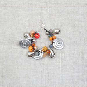 6384 szara, srebrna, pomarańczowa bransoletka