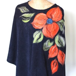 poncho z dzianiny wełnianej etniczne