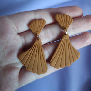 Kolczyki z gliny polimerowej liść miłorzębu japońskiego